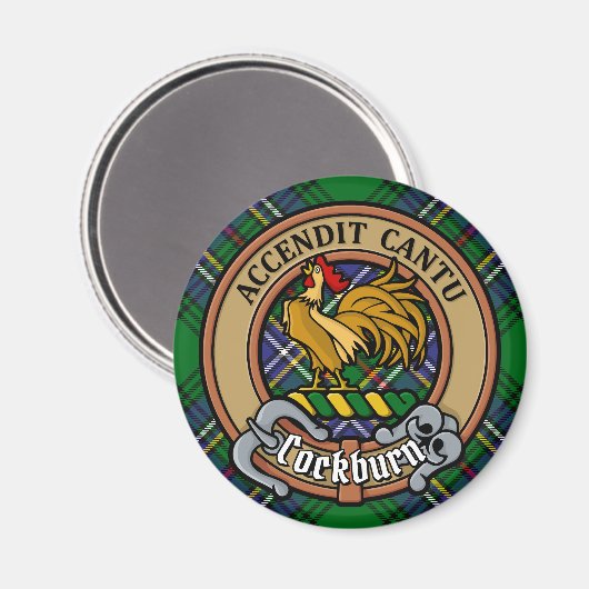 Clan Cockburn Wappen über Tartan Magnet (Vorderseite/Rückseite)