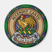 Clan Cockburn Wappen über Tartan Magnet (Vorne)