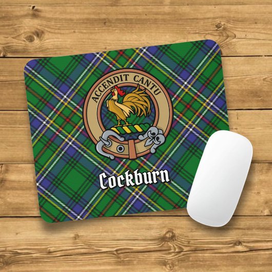Clan Cockburn Wappen über Tartan Mousepad