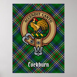 Clan Cockburn Wappen über Tartan Poster