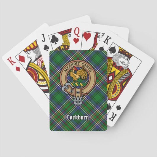 Clan Cockburn Wappen über Tartan Spielkarten (Rückseite)