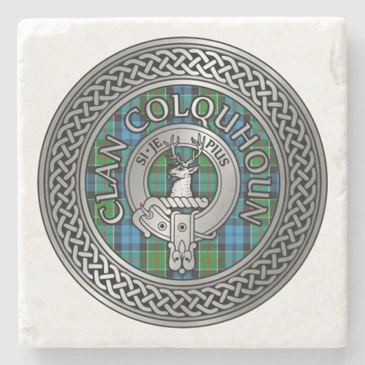 Clan Colquhoun Wappen & Tartan Knot Steinuntersetzer (Vorderseite)