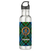 Clan Colquhoun Wappen über Tartan Edelstahlflasche (Vorderseite)