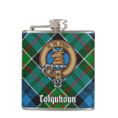Clan Colquhoun Wappen über Tartan Flachmann (Vorderseite)