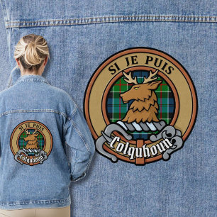 Clan Colquhoun Wappen über Tartan Jeansjacke