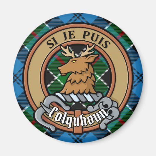Clan Colquhoun Wappen über Tartan Magnet (Vorne)