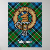 Clan Colquhoun Wappen über Tartan Poster (Vorne)