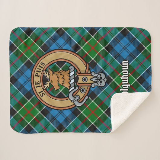 Clan Colquhoun Wappen über Tartan Sherpadecke (Vorderseite (Horizontal))