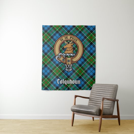 Clan Colquhoun Wappen über Tartan Wandteppich (Beispiel)