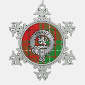 Clan Comyn | Cumming Wappen & Tartan Schneeflocken Zinn-Ornament (Vorderseite)