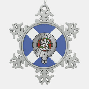 Clan Comyn   Cumming Wappen & Tartan Schneeflocken Zinn-Ornament