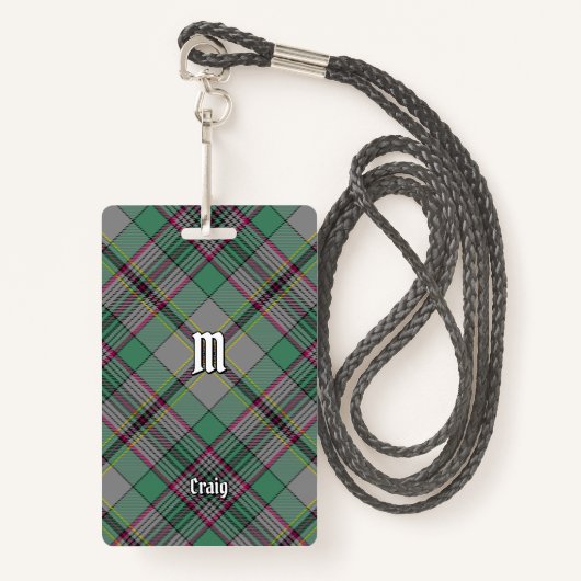 Clan Craig Tartan Abzeichen Ausweis (Vorderseite mit Schlüsselband)