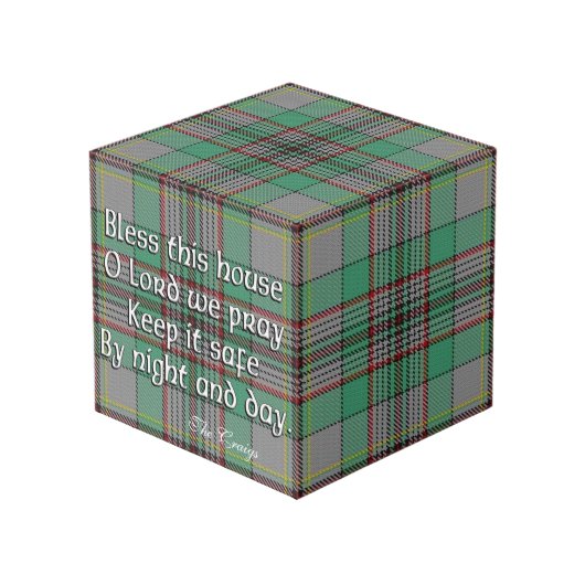 Clan Craig Tartan House Blessing Würfel (Vorderseite Schrägansicht)