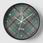 Clan Craig Tartan Large Clock Uhr (Vorderseite)