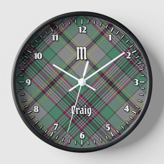 Clan Craig Tartan Large Clock Uhr (Vorderseite)