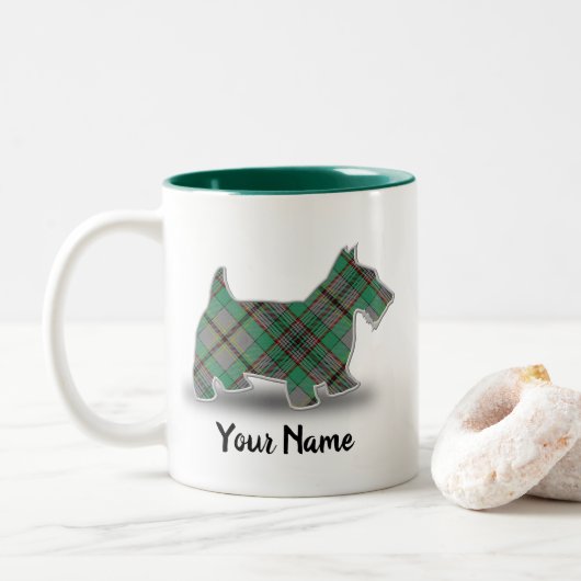Clan Craig Tartan Scottish Terrier Zweifarbige Tasse (Mit Donut)