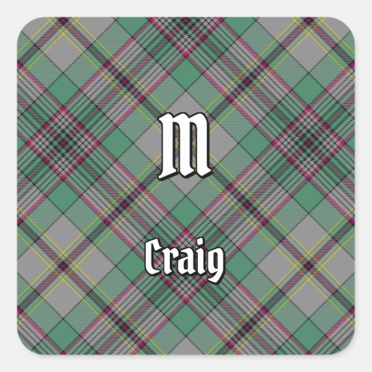Clan Craig Tartan Square Sticker (Vorderseite)