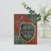 Clan Craig Tartan Sword & Shield Postkarte (Stehend Vorderseite)
