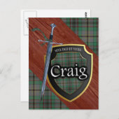 Clan Craig Tartan Sword & Shield Postkarte (Vorne/Hinten)