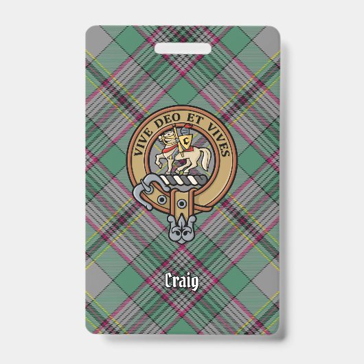 Clan Craig Wappen über Tartan Ausweis (Vorderseite)