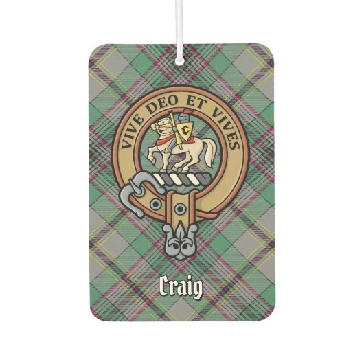 Clan Craig Wappen über Tartan Autolufterfrischer (Vorderseite)