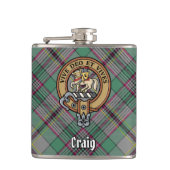 Clan Craig Wappen über Tartan Flachmann (Vorderseite)