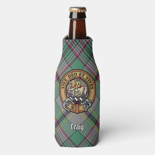 Clan Craig Wappen über Tartan Flaschenkühler (Flaschenvorderseite)