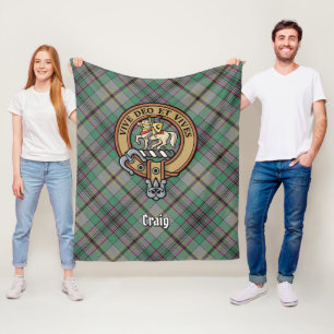 Clan Craig Wappen über Tartan Fleecedecke