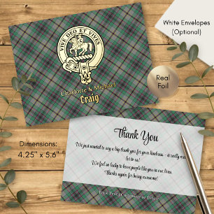 Clan Craig Wappen über Tartan Folie Einladungspostkarte