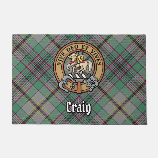 Clan Craig Wappen über Tartan Fußmatte (Vorderseite)