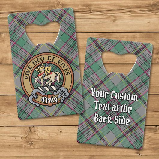 Clan Craig Wappen über Tartan Geldbeutel Flaschenöffner