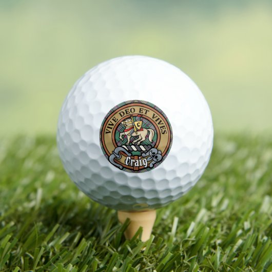 Clan Craig Wappen über Tartan Golfball (Insitu T-Shirt)
