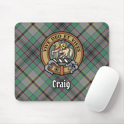Clan Craig Wappen über Tartan Mousepad (Mit Mouse)