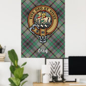 Clan Craig Wappen über Tartan Poster (Heimbüro)