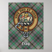 Clan Craig Wappen über Tartan Poster (Vorne)