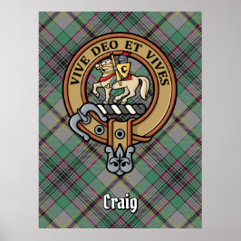 Clan Craig Wappen über Tartan Poster
