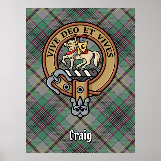 Clan Craig Wappen über Tartan Poster (Vorne)