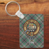Clan Craig Wappen über Tartan Schlüsselanhänger (Vorderseite)