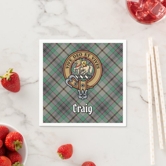 Clan Craig Wappen über Tartan Serviette (Beispiel)