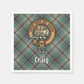 Clan Craig Wappen über Tartan Serviette (Vorderseite)