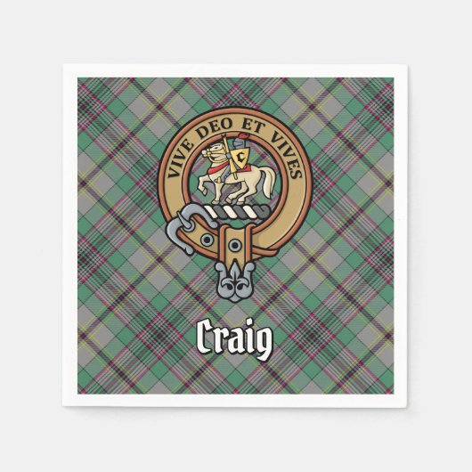 Clan Craig Wappen über Tartan Serviette (Vorderseite)