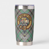 Clan Craig Wappen über Tartan Thermobecher (Vorderseite)
