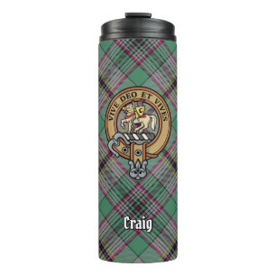 Clan Craig Wappen über Tartan Thermosbecher