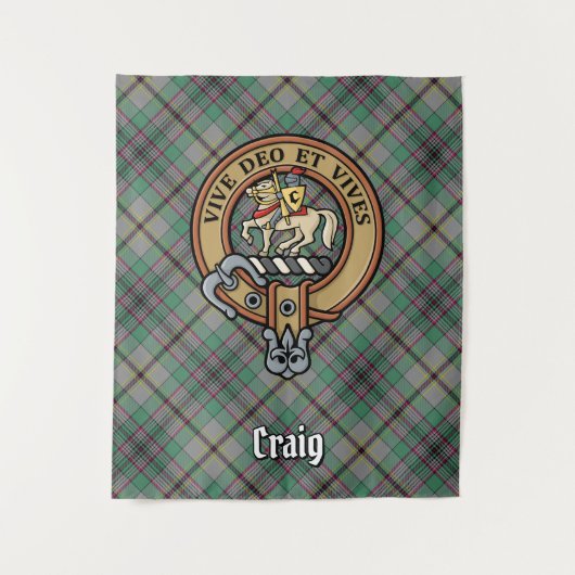 Clan Craig Wappen über Tartan Wandteppich (Vorderseite)