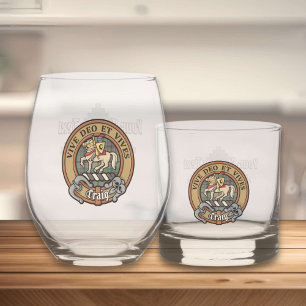 Clan Craig Wappen über Tartan Whiskyglas