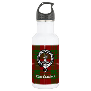 Clan Crawford Crest Tartan Edelstahlflasche