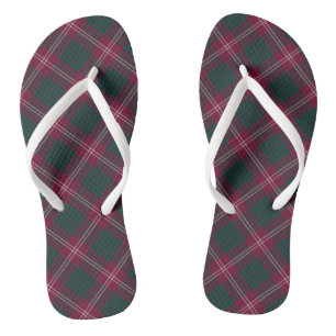 Clan Crawford Tartan Dark Red and Green Kariert Badesandalen