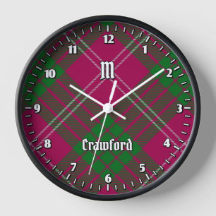 Clan Crawford Tartan Large Clock Uhr