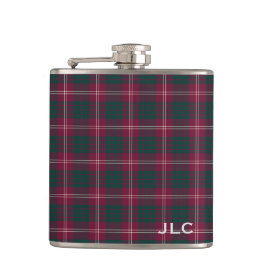 Clan Crawford Tartan Maroon Kariert Monogram Flachmann