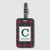 Clan Crawford Tartan Mit Monogramm Gepäckanhänger (Vorderseite Vertikal)